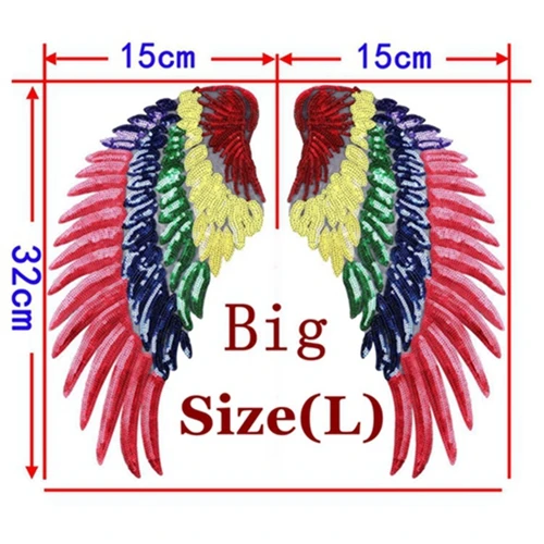1 шт., большие нашивки, брендовая блестящая 3D наклейка с блестками, s крыла, роза, вышивка, мотив, аппликация, одежда для детей, женщин, сделай сам, значок для одежды - Цвет: 1 Pair Mix Big