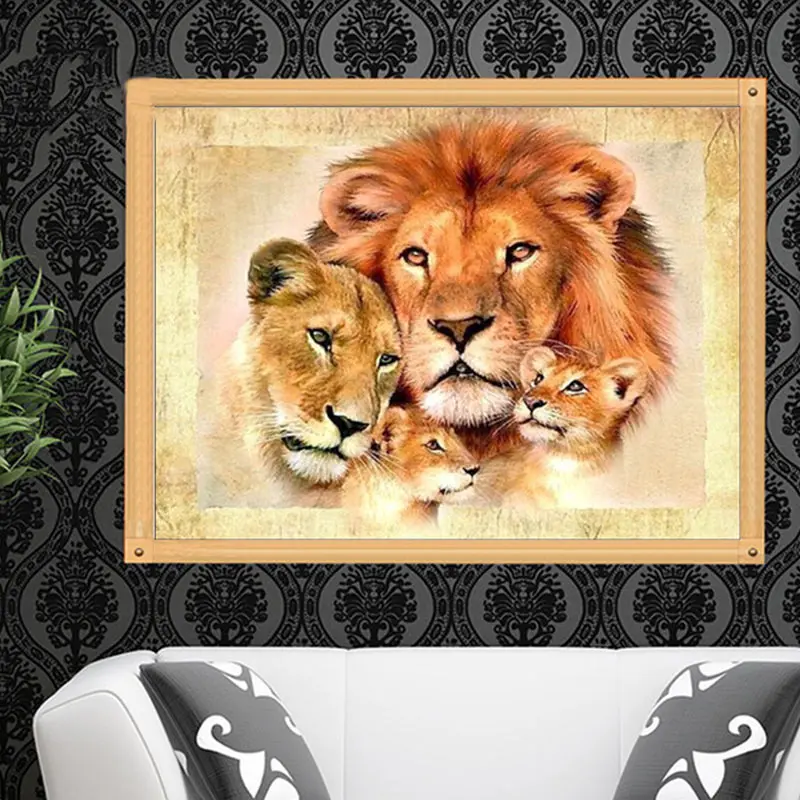 

DIY Diamond Embroidery Animal Lions Painting Rhinestone Crystal Mosaic 5D Round Diamond Cross Stitch Kit Home Decor Dropshipping