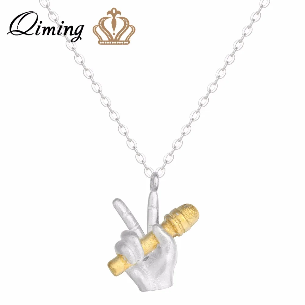 Buy QIMING Silver The Voice Necklace Gold Microphone Gesture Necklaces