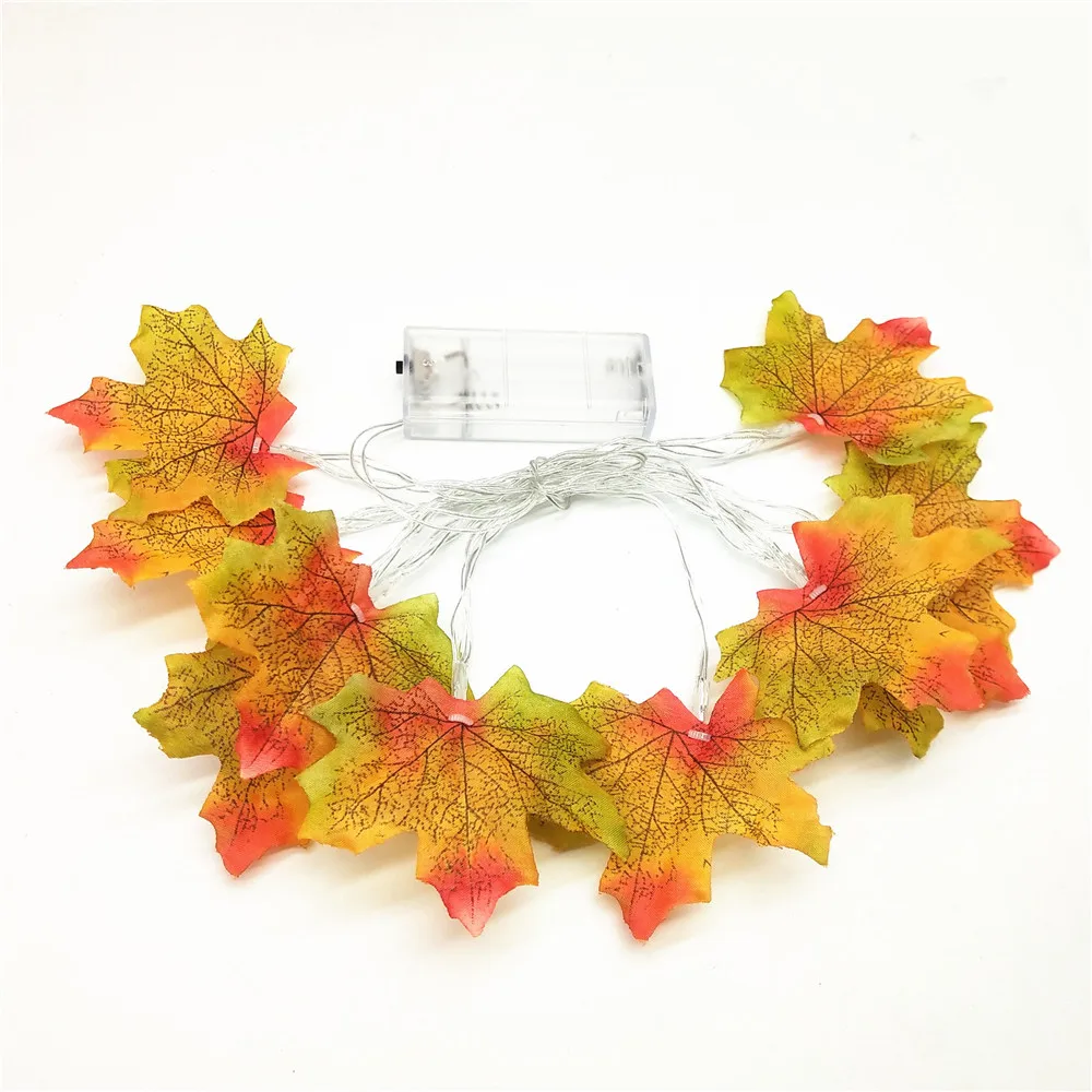 10/20 Leds Fall Maple Leaf Garland LED Lights Autumn Leaves Lighted Battery Powered LED String Lights for Thanksgiving Christmas