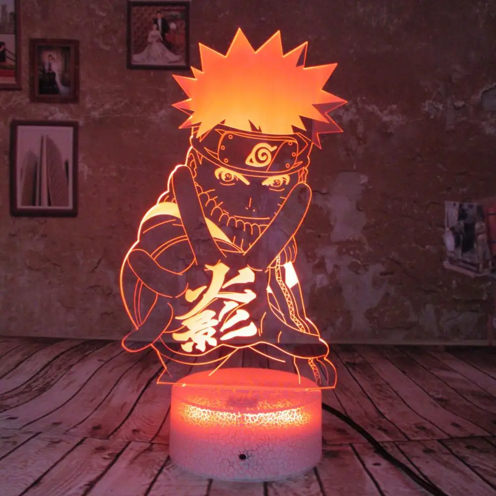 3D иллюзия светодиодный ночник для детей Наруто Uzumaki фигурку USB Базовая Зарядка на