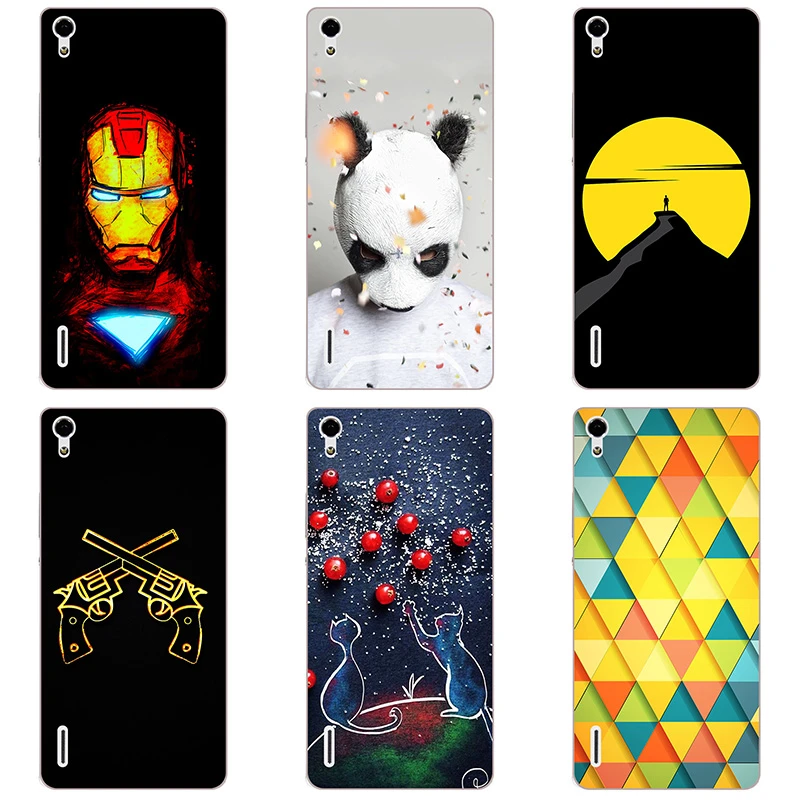 Para Huawei P7 funda de silicona blanda funda trasera para Huawei pintura suave TPU funda fundas con patrones de piel|Fundas ajustadas| - AliExpress