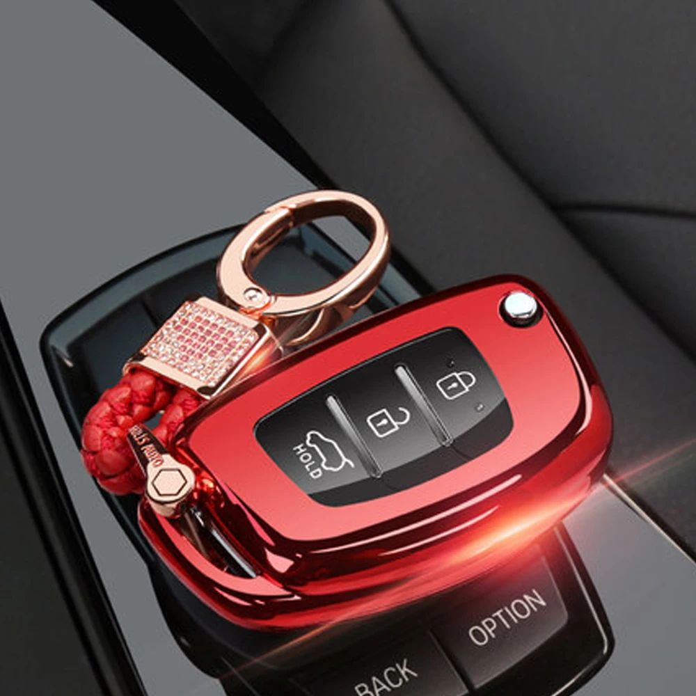 

Key Case car Wallet keychain Auto TPU accessories styling For Hyundai Creta I10 I30 HB20 Elantra/Santa Fe 2016 2017 2018