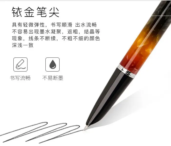 Jinhao акриловая смола перьевая ручка нержавеющая сталь кепки Кристалл Цвет Extra Fine перо 0,38 мм гладкой Шариковая ручка для офиса