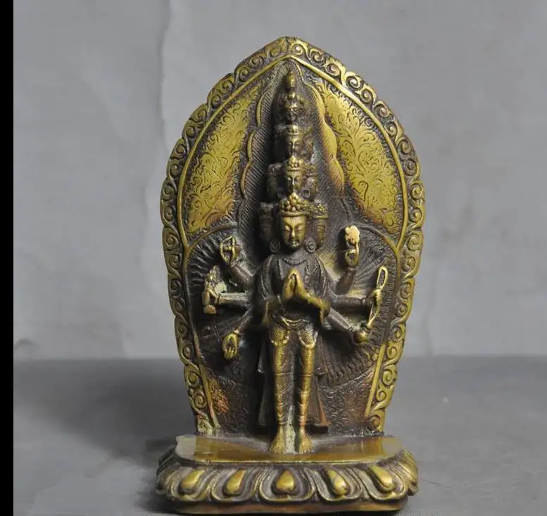 

671115873*++5"tibet buddhism fane brass Thousand Goddess of Mercy KwanYin Bodhisattva statue