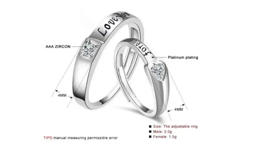 

80pairs mixed type lover i love you ring/forever love Romatic Valentine's Day Gift