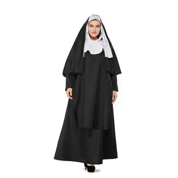 

Ladies Women Nun Halloween Cosplay Fancy Dress Carnival Party Outfit Role Play Game Suit for Adults