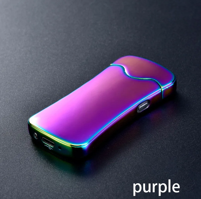 Вольфрамовый с usb-разъемом, беспламенный электронный перезаряжаемый WilndProof Can лазерный логотип сигарет турбо Зажигалка для курения - Цвет: purple