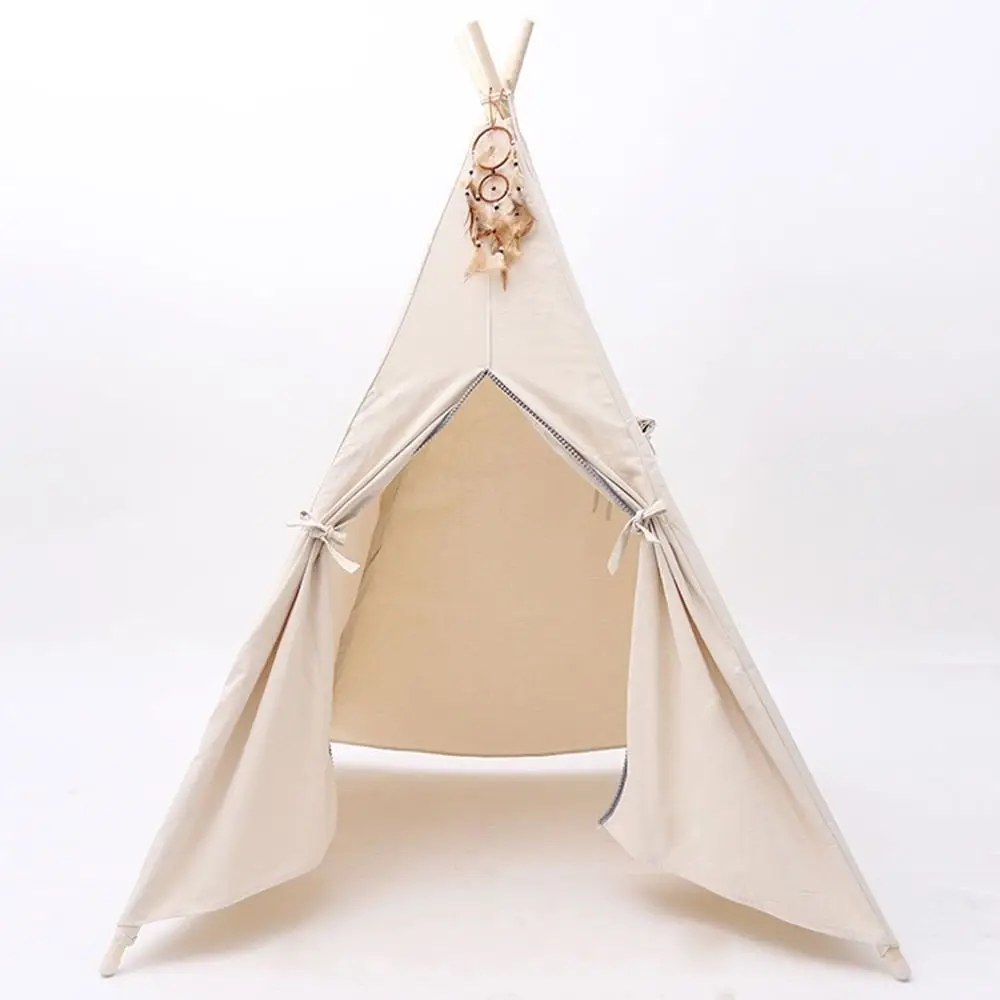 

Natural Canvas Children Tipi Tent Kids Indian Tipi with roll-up window