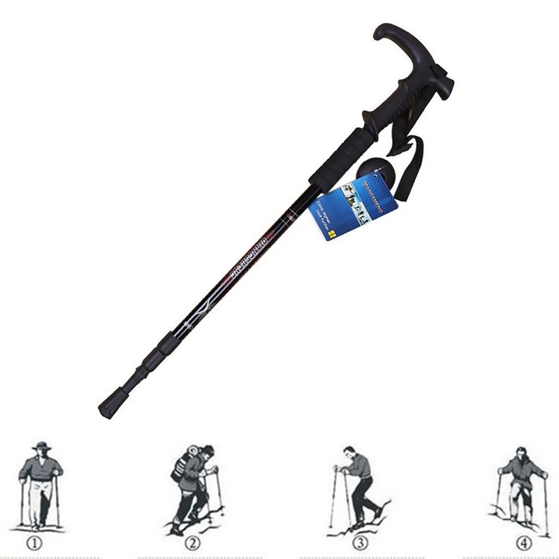 

Walking Stick 3 Joints Straight Grip Handle Retractable Aluminum Alloy Cane Outdoor Climbing Accessories