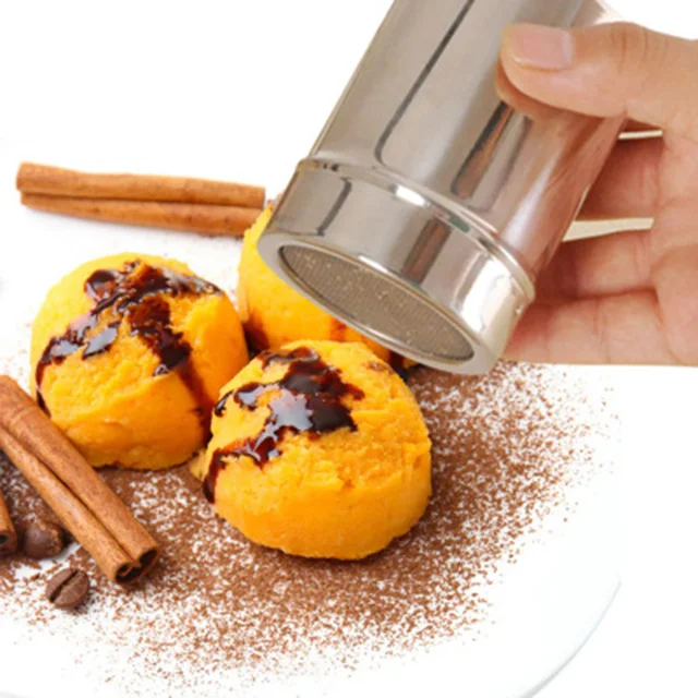 Best Offers  1Pcs Stainless Steel Chocolate Sugar Shaker Coffee Dusters Cocoa Powder Coffee Sifter Lid Shaker Kitchen Tools