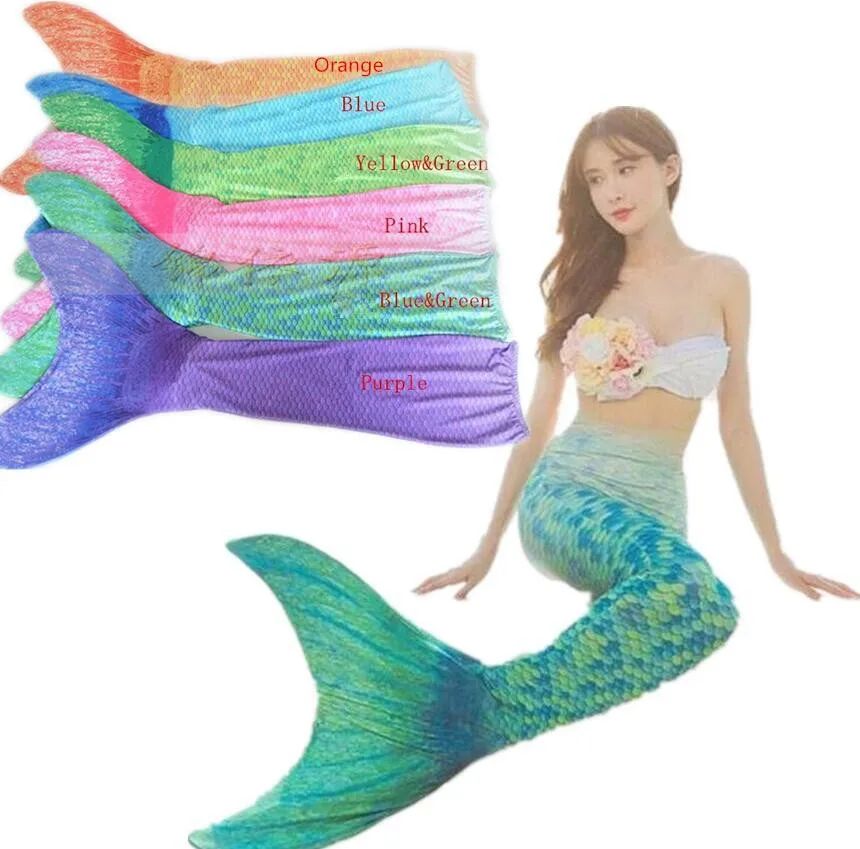 Adult Kids Mermaid Tail With Monofin font b Cosplay b font Costume Bikini Set Swimmable font