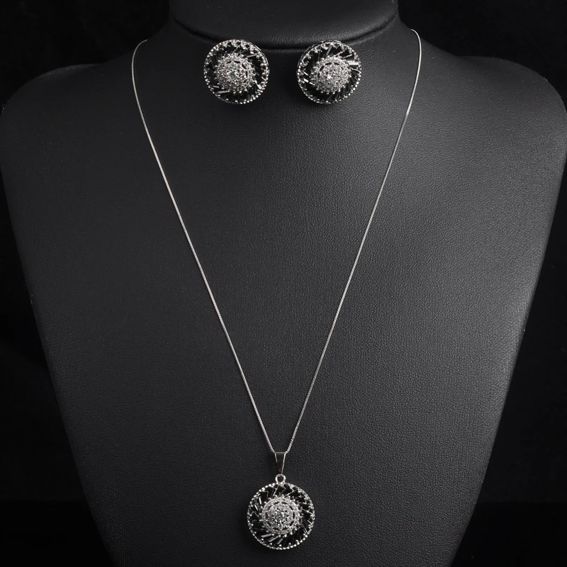 

Classic Design Women Girls Jewelry Sets For Fashion Jewelry Black Cubic Zirconia Pave Necklace Sets Dress Accessories Gift S-006