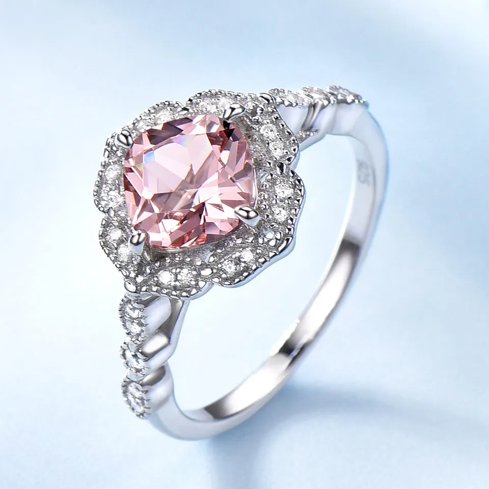 UMCHO кольца из твердого серебра морганита для женщин, обручальное юбилейное кольцо, набор розовых драгоценных камней, подарок на день Святого Валентина