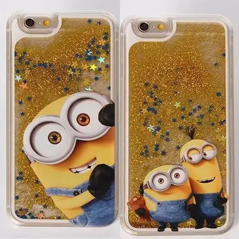 

Despicable Me 2 Minion Flowing Sand Bling Quicksand Case Cover for iPhone 5 5S SE 6 6S 6 Plus 6s Plus