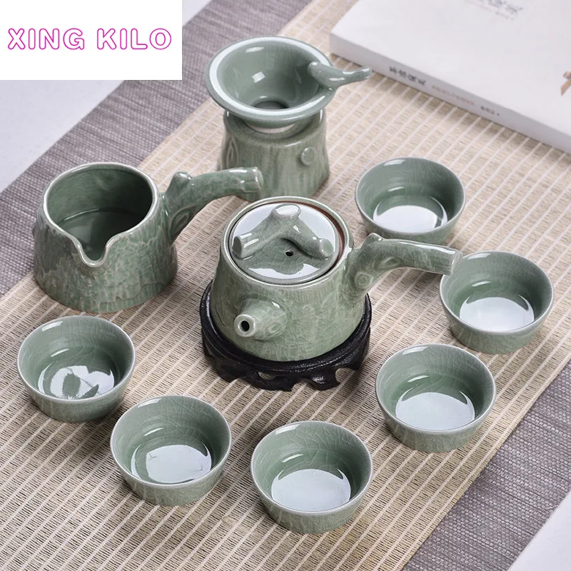 

XING KILO Moisturizer tea set ceramic kiln household simple tea bowl ice cracked glaze package Kung Fu teapot teapot