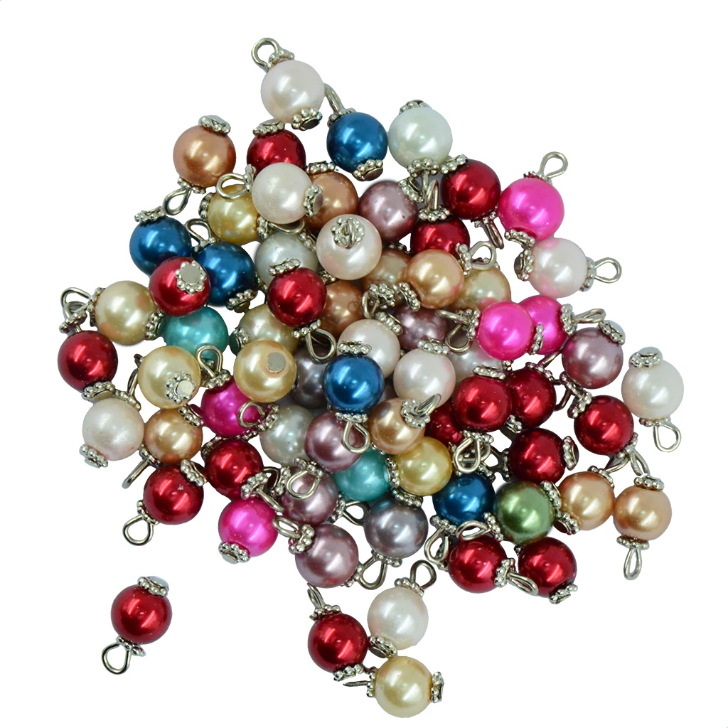 100pcs Assorted Colors Charms Glass Pearl Pendant for Dangle Earring Bracelet Jewelry Making Accessories 14 x 8 mm