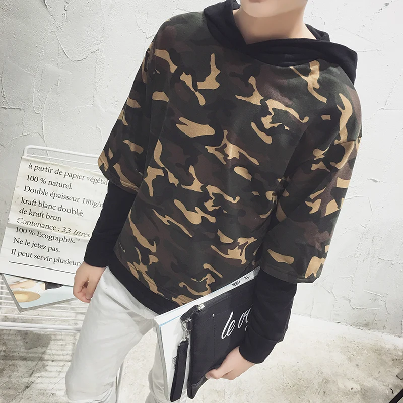 2016 new spring and autumn classic men's fashion casual trend all-match fatigues leave two loose XL hedging hooded jacket