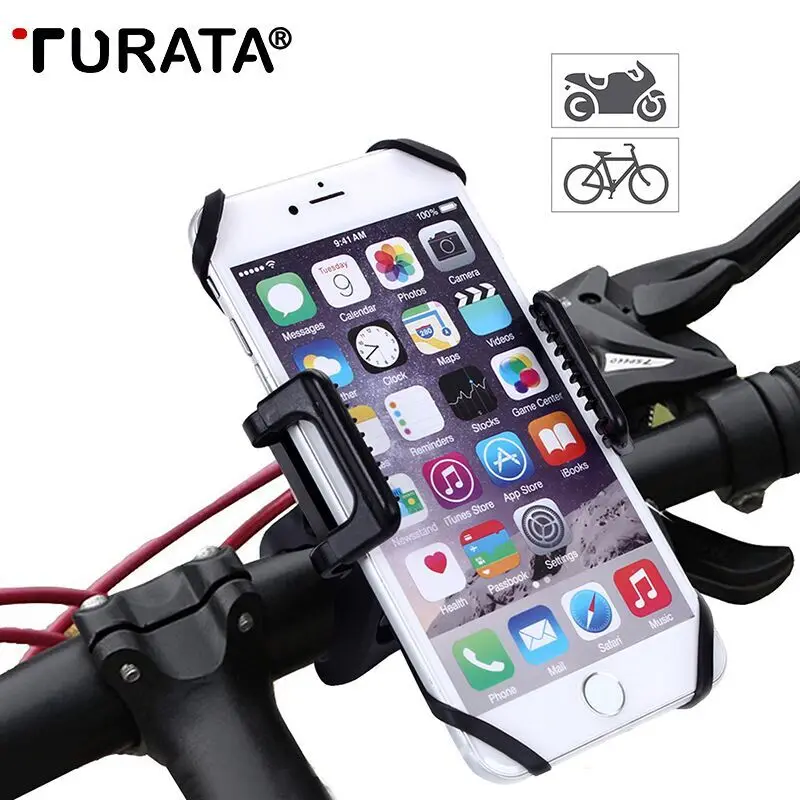 

Turata Universal Bicycle Bike Mobile Phone Holder Motorcycle Handlebar Clip Stand Mount Bracket For iPhone X Samsung S9 Plus LG