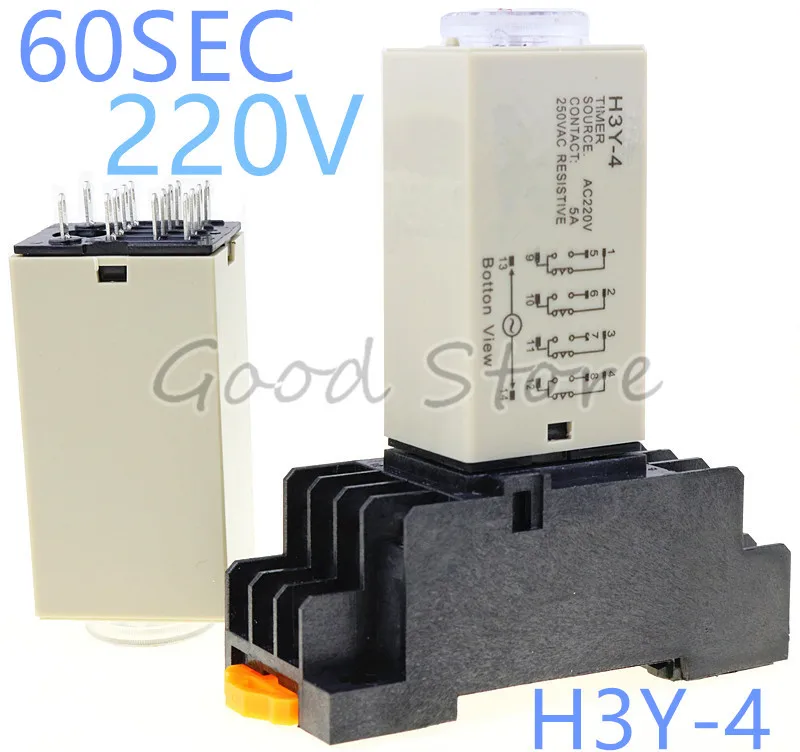 

1SET H3Y-4 0-60Sec 220V Time relay power delay controller ST6P-4
