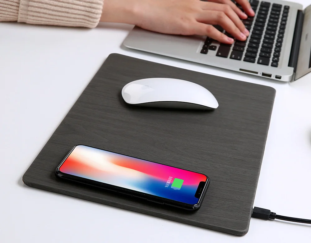 Fast Wireless MousePad Charger,2 in 1 Mouse PadMat Wood With Wireless Charger for iPhone X 8 7 Samsung Note 8S9S8 Qi Charger (9)