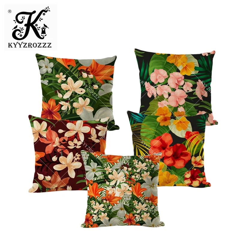 

Plant Cushion cover Plant PrintingLinen cottonPillow case Sofa Home Decoration