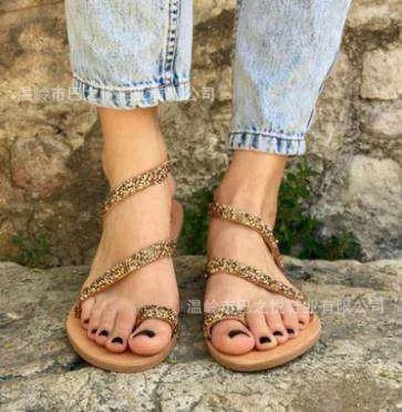 

Floral Rubber Rome Flat Sandals Leisure Rome Ethnic Beach Shoes Ankle Strap Front Rear Strap Summer Sandale Femme 2019