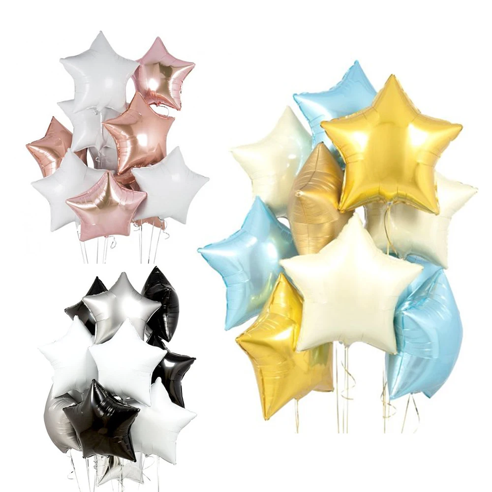 

12 pcs 18 inch White Black Silve Star Balloon Foil Blue Rose Gold Star Foil Balloon Baby Shower Wedding Birthday Party Decor