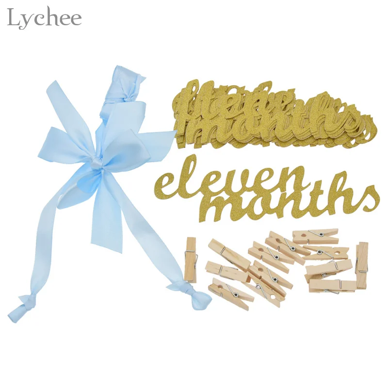 

Lychee Monthly Paper One Year Baby Photo Banner Boy Girl Birthday Banner String Flag Accessories Photo Album Party Decoration