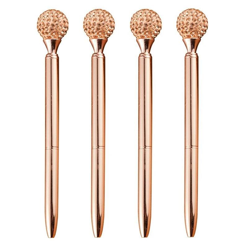 

Rose Gold Pen Cute Bling Fancy Metal Ballpoint Pens Rose Gold Office/School/Desk Supplies for Women -Black Ink (Pack of 4)