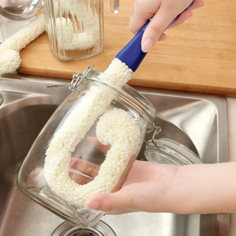 

Multi-functional Wine Cup Cleaning Brush Curved Glass Decanters Cups Cleaner Red Wine Brush For Home Kitchen Gadgets Supplies