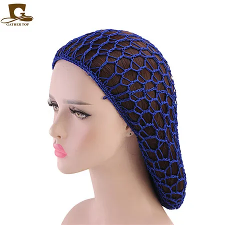 Мягкая шапка-снуд из искусственного шёлка, вязаная шапка для волос, смешанные цвета, Прямая поставка - Цвет: Royal blue