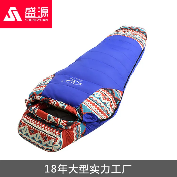 Promo  (190+30)*80*50cm Duck Down Sleeping Bag Winter Waterproof Mummy Sleeping Bag Warm Outdoor Camping H