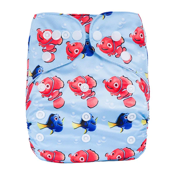 AnAnBaby Washable Cloth Diaper Cartoon Character Prints Pocket Nappies