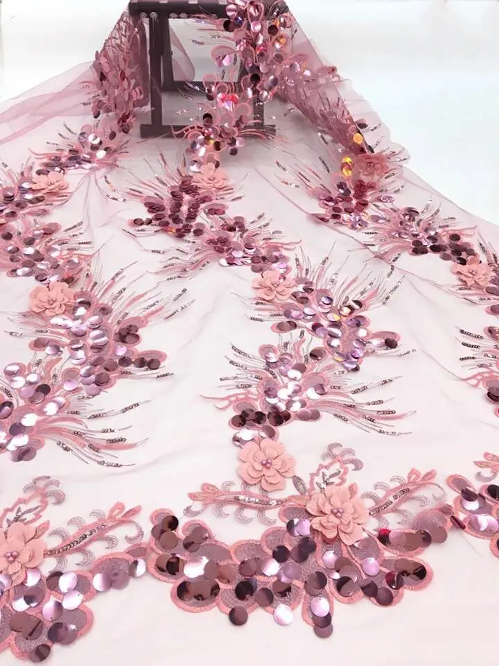 

2019 Latest sequins African Tulle Lace Fabric African French Lace Fabric High Quality