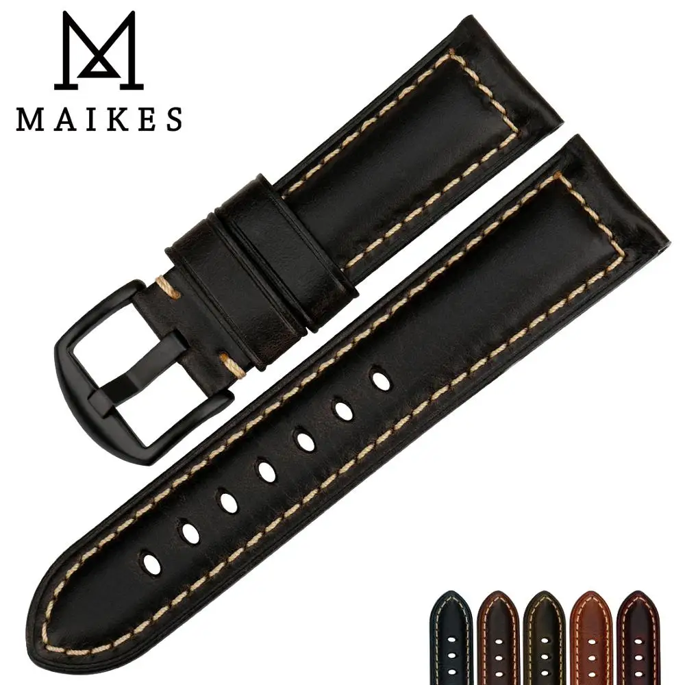 Ремешок для часов MAIKES винтажный ремешок из вощеной кожи 20 мм 22 24 26 аксессуары