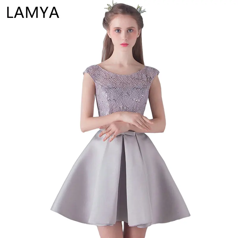 

LAMYA Customized Prom Dresses 2017 Short Lace A Line Formal Party Gown Tulle Robe De Cocktail Special Occasion Dress