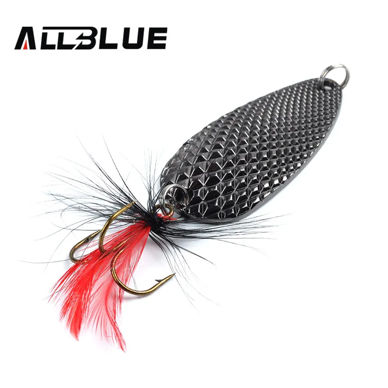  Fishing Lure AllBlue Spoon Bait 24g 6cm Artificial Lures Spinner Lure Metal Bait Fishing Tackle Armed With Feather Hook 