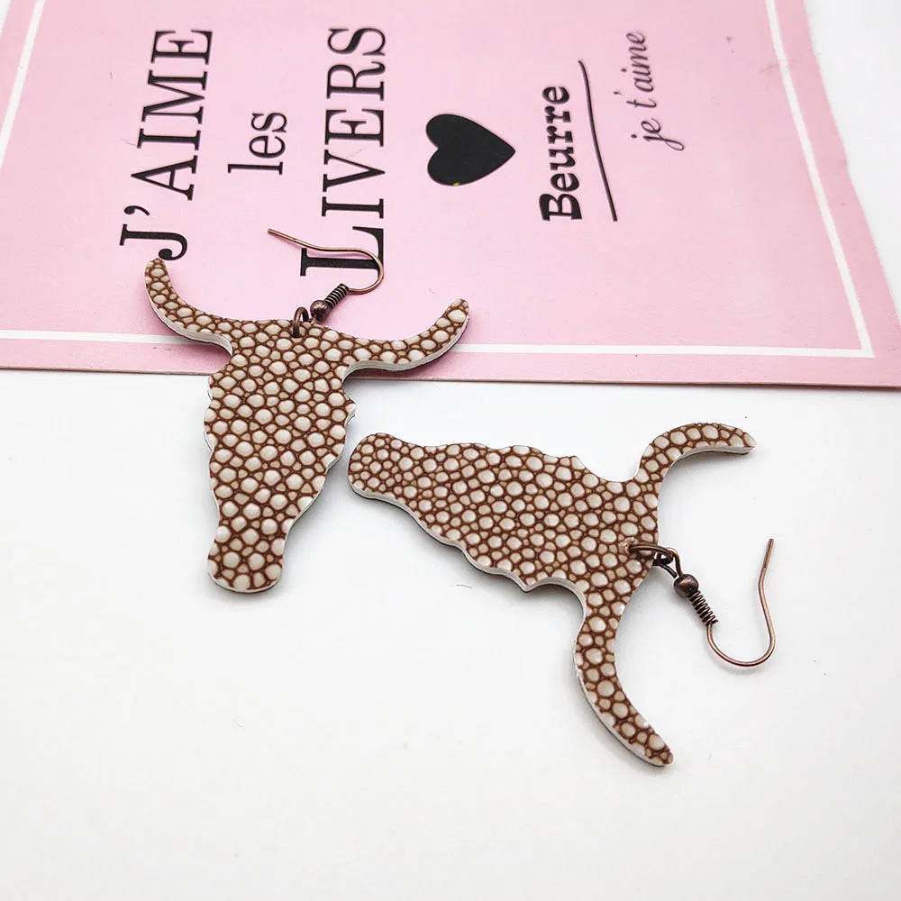 

Vintage jewelry animal earrings cow head pendant leather earrings large earrings for women jewelry earrings 2019 W19