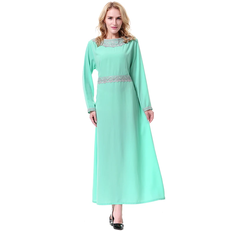 Женское мусульманское платье Abaya с круглым вырезом и длинным рукавом модель 3XL