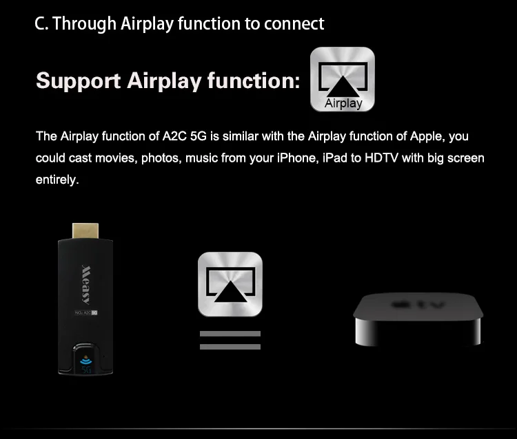 Measy a2c 5 г WI-FI Miracast HDMI ТВ ключ Поддержка DLNA AirPlay VS Chromecast для Android Оконные рамы IOS