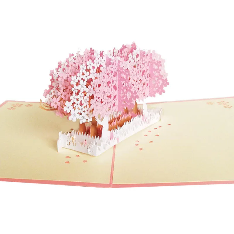  3D Pop UP Card Cherry Blossom Laser Cut Wedding Invitations Cards Valentine's Day Greeting Card Gre - 33031975769