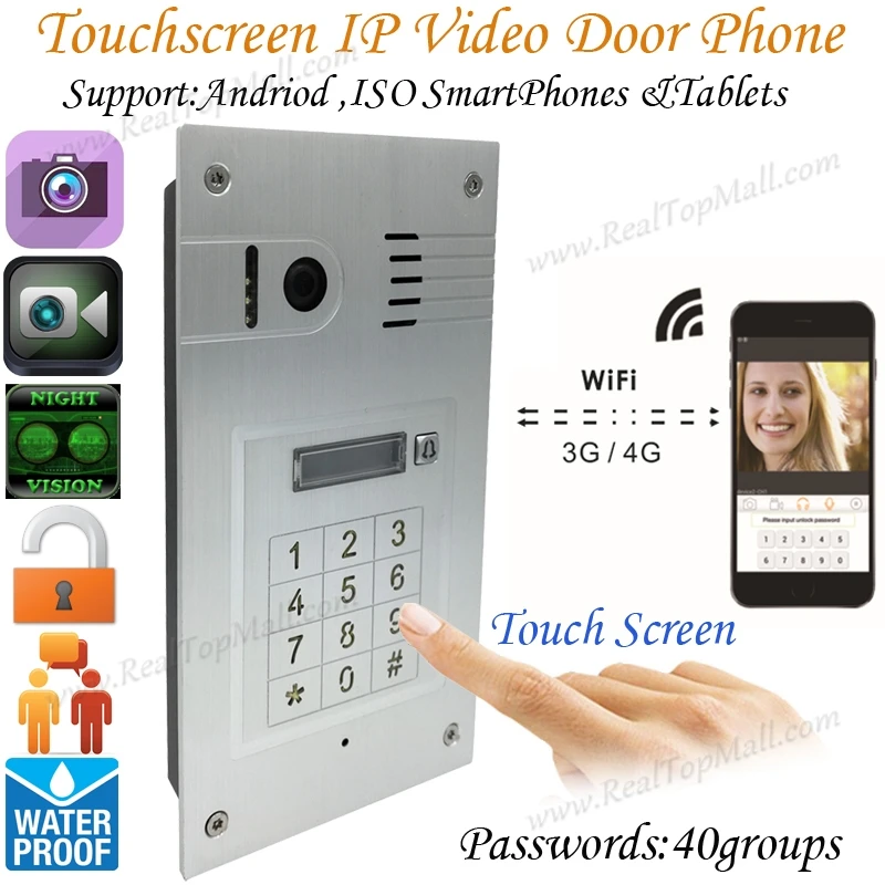 Touch screen Global wireless video door phone WIFI doorbell intercom digital camera smart phone control night vision wifi