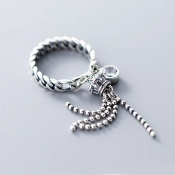 

Crown Ring 925 Silver Jewelry Vintage Charm Simple Joyas Haut Bague Femme Aneis Ladies Tassel Ring Boho Knuckle Rings for Women