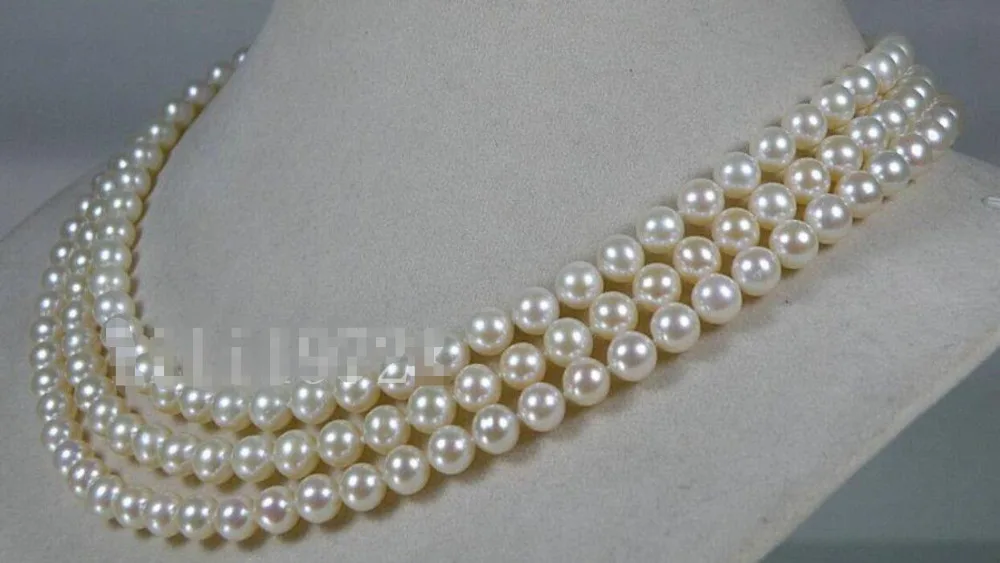 

Hot sale new Style >>>>>Genuine AAA 6-6.5mm round white akoya sea pearl necklace 48" 14KGP gold clasp