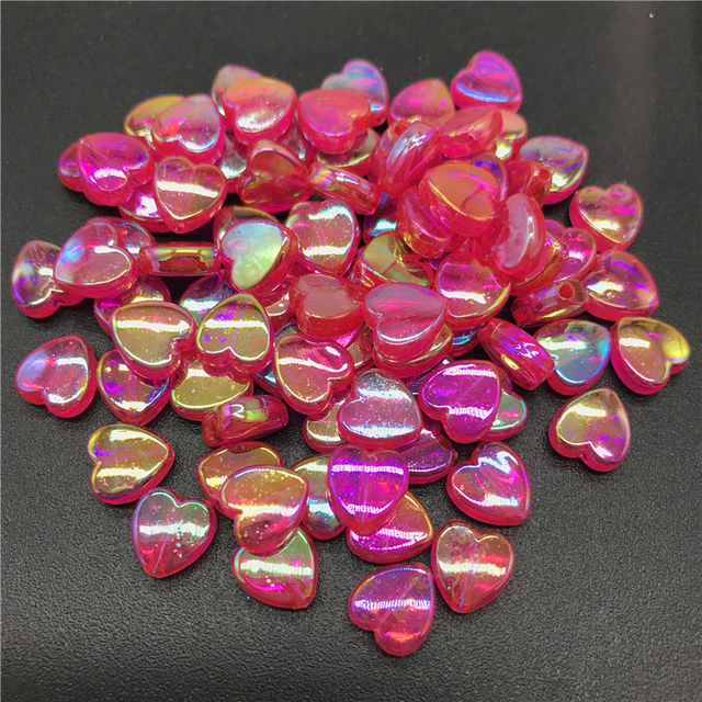 8mm Acrylic Spacer Beads Heart-shaped Charm Transparent Rainbow Color Beads For Jewelry Making DIY Jewelry Accessories