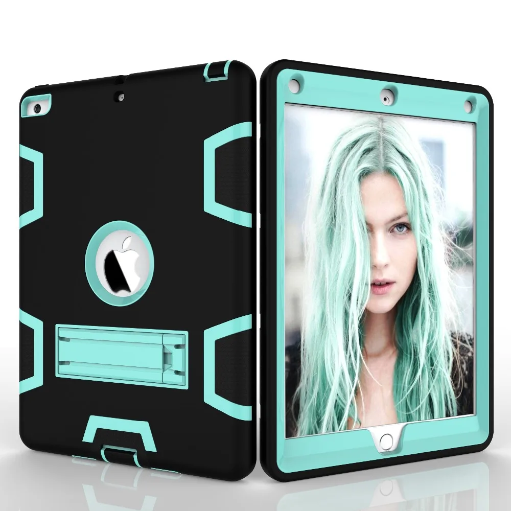  2018 Silica gel+PC Armor Shockproof Cases Cover For 2017 2018 Apple New iPad 9.7 inch Heavy Duty Ha
