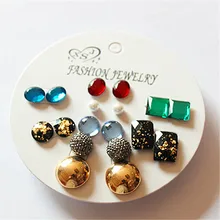 Новинка, Модные женские ювелирные изделия из мультфильма «Холодное сердце» ; ожерелье из жемчуга и цвета: черный, зеленый, золотые серьги-гвоздики микс 9 пар/компл., высокое качество, прекрасный подарок