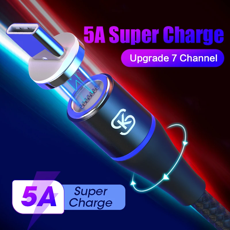

Magnetic Phone Cables for micro usb type c for iphone Huawei Mobile 5A 3A super fast charging QC 4.0 3 in 1 SIKAI Reversible