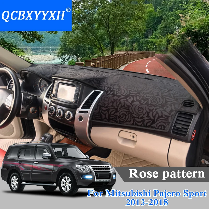 

Car Styling Dashboard Protective Mat Shade Cushion Photophobism Rose Pattern Carpet For Mitsubishi Pajero Sport 13-18 LHD&RHD